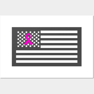 Breast Cancer Awarenes Flag Posters and Art